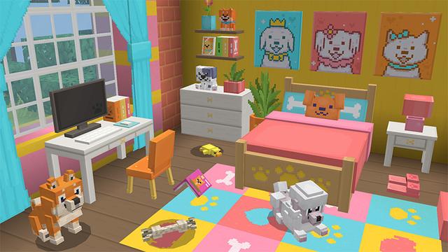 Screenshot of the Minecraft Bedrock Marketplace product Dog Furniture created by Wonder.