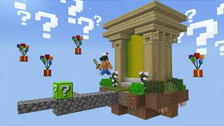 Screenshot of the Minecraft Bedrock Marketplace product Emerald Lucky Block One Block created by Wonder.