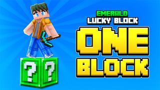 Thumbnail of the Minecraft Bedrock Marketplace product Emerald Lucky Block One Block created by Wonder.