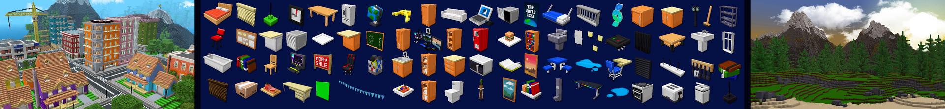 Panorama of the Minecraft Bedrock Marketplace product Furniture Expanded created by Wonder.