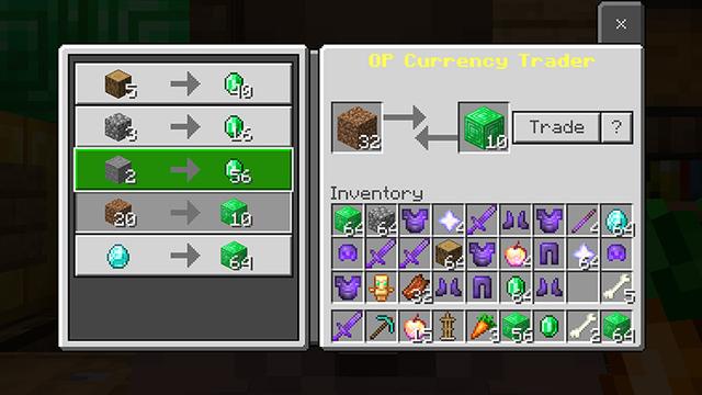 Screenshot of the Minecraft Bedrock Marketplace product OP Traders created by Wonder.