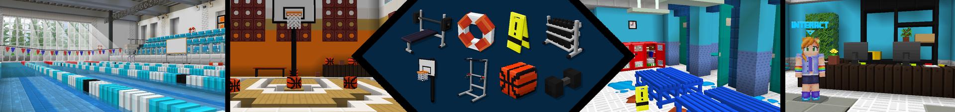 Panorama of the Minecraft Bedrock Marketplace product Sports Center created by Wonder.