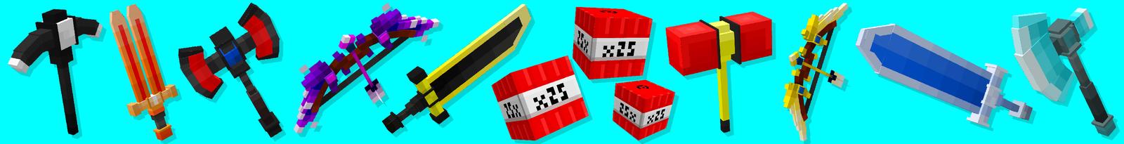 Panorama of the Minecraft Bedrock Marketplace product Super Weapons created by Wonder.