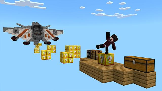 Screenshot of the Minecraft Bedrock Marketplace product One Block [?] created by ADD!T!ONS.