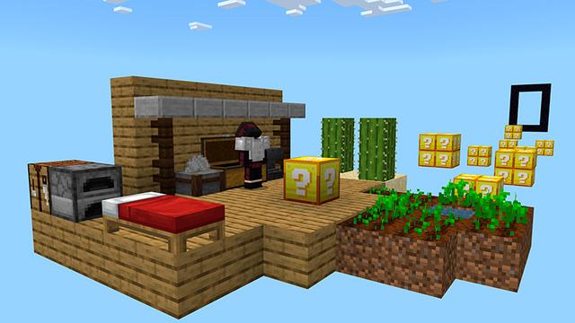 Screenshot of the Minecraft Bedrock Marketplace product One Block [?] created by ADD!T!ONS.
