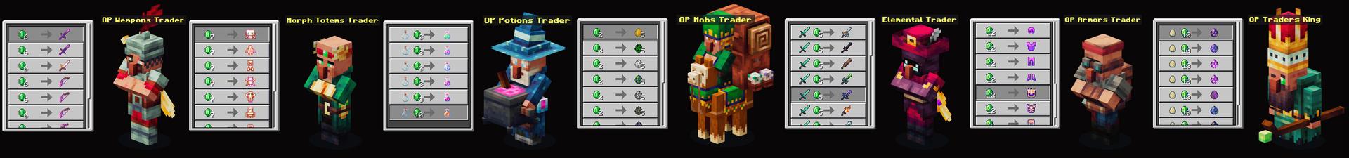 Panorama of the Minecraft Bedrock Marketplace product OP Traders PACK created by XP GAMES.