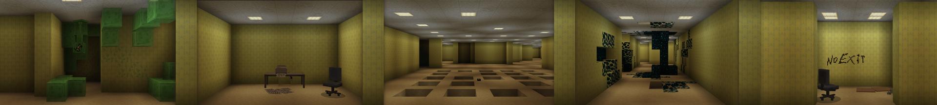 Panorama of the Minecraft Bedrock Marketplace product Backrooms created by Yeggs.
