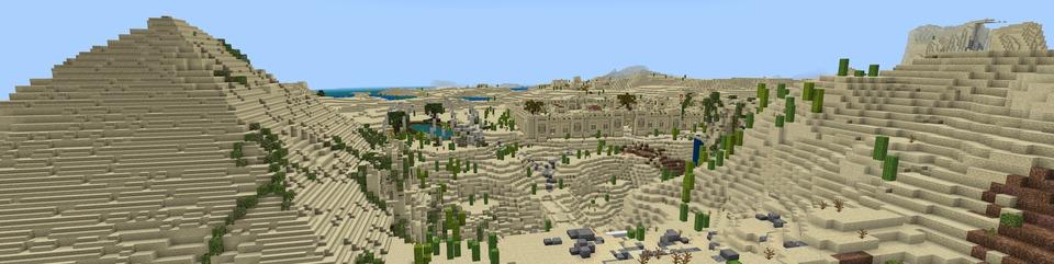 Panorama of the Minecraft Bedrock Marketplace product Better Deserts created by Yeggs.