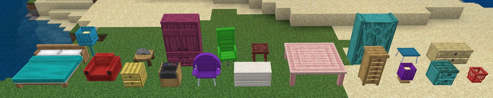 Panorama of the Minecraft Bedrock Marketplace product Furniture Essentials created by Yeggs.