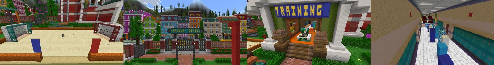 Panorama of the Minecraft Bedrock Marketplace product High School Parkour created by Yeggs.