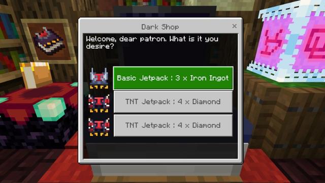 Screenshot of the Minecraft Bedrock Marketplace product Jetpacks and More created by Yeggs.