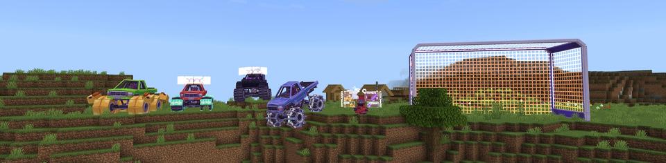 Panorama of the Minecraft Bedrock Marketplace product Monster Trucks Add-On created by Yeggs.