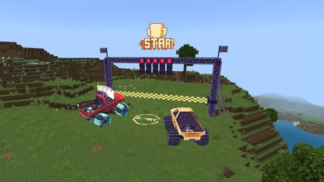 Screenshot of the Minecraft Bedrock Marketplace product Monster Trucks Add-On created by Yeggs.